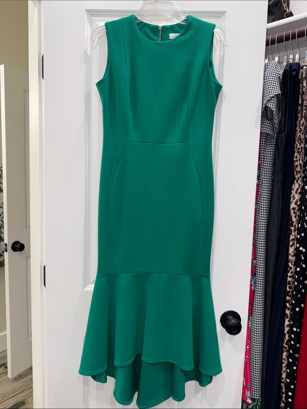 Calvin Klein Emerald Green Sleeveless Mermaid Midi Dress